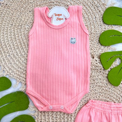 Conj. Body Regata e Short Canelado - Coral